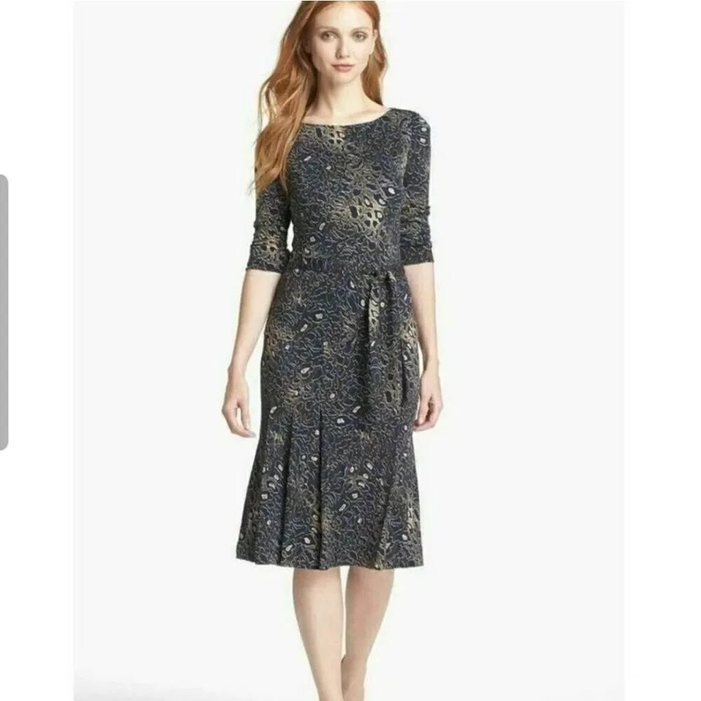 Tory Burch Denise Navy Leopard Dress